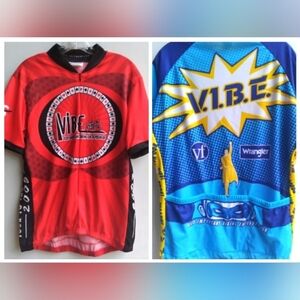 Lot of 2 Revi V.I.B.E. Bike Cycling Jersey Shirts  Men's Size L With Pockets New